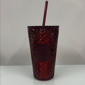 Starbucks Holiday 2022 Merlot Red Jeweled 16oz Grande Tumbler Cold Cup New